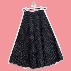 Vintage Black Woven Raffia Skirt